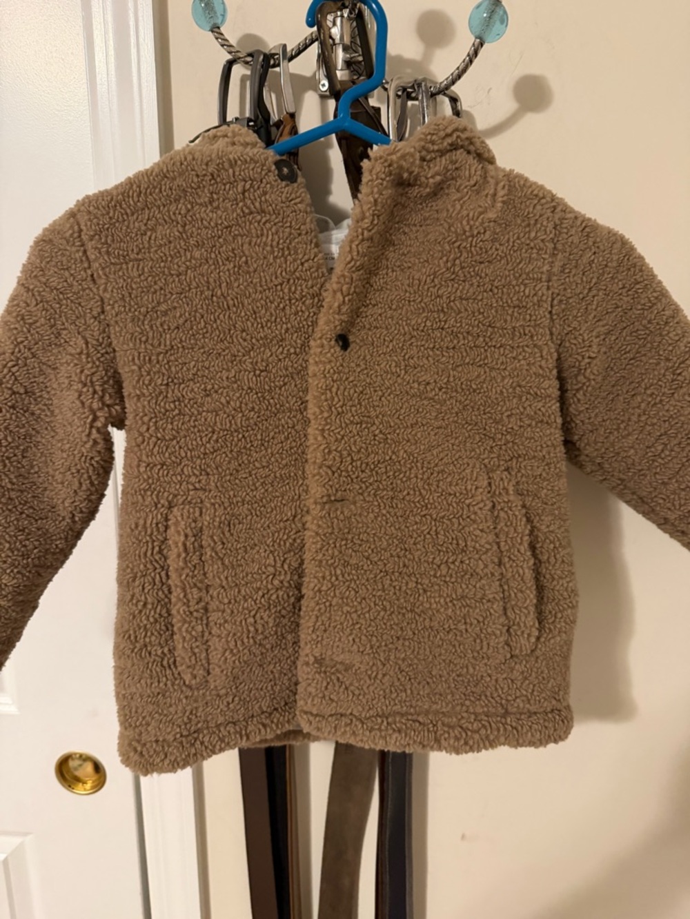Mango Kids' Teddy Puffer Jacket in Camel Brown. Size 3t-4t